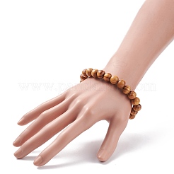 Natural Wood Round Beaded Stretch Bracelet&nbsp;BJEW-JB08214