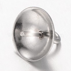 304ステンレススチールカップパールペグベイルピンペンダント  片穴パーツ用  ステンレス鋼色  8x8mm  穴：2mm  ピン：0.7mm&nbsp;LS-X-STAS-L143-01