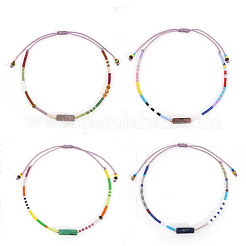 4Pcs Bohemian Style Adjustable Glass Seed Bead Braided Bracelets for Women Casual and Office Wear&nbsp;IO2936