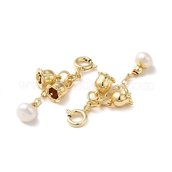 天然真珠のペンダント装飾  ラックメッキ真鍮引き輪付き  鐘  貝殻色  32mm&nbsp;PEAR-M012-05G