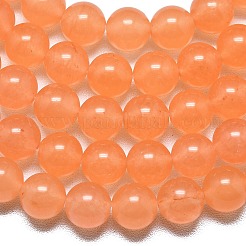 天然石マレーシアジェイドビーズ連売り  染め＆加熱  ラウンド  オレンジ  8~8.5mm  穴：1.2mm  約48個/連  14.96インチ（38cm）&nbsp;G-L645-C01-8mm-20