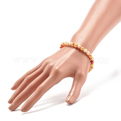 Natural White Jade Round Beaded Stretch Bracelet&nbsp;BJEW-JB07968-02
