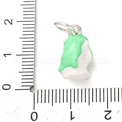 真鍮製エナメルペンダント  馬のチャーム  プラチナ  ミディアムスプリンググリーン  15x8.5x8mm  穴：5mm&nbsp;KK-CBA260B-06P