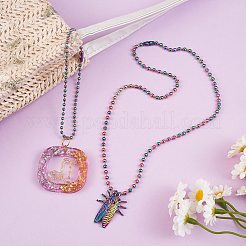 5M Rainbow Color 304 Stainless Steel Ball Chains&nbsp;STAS-SZ0002-22B
