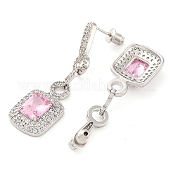 Brass Micro Pave Cubic Zirconia Dangle Stud Earrings&nbsp;EJEW-H014-15P