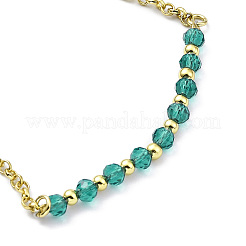 Adjustable Glass Beaded & Brass Chains Link Bracelet for Women&nbsp;BJEW-O187-12