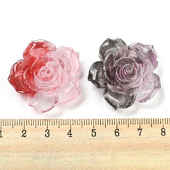 光る透明エポキシ樹脂デコデンカボション  暗闇で光る花  ミックスカラー  32x34x11mm&nbsp;CRES-M032-04A