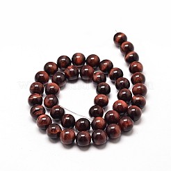 Natural Red Tiger Eye Round Bead Strands&nbsp;G-P072-52-12mm