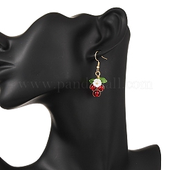 Flower with Round Acrylic & Glass Bead Dangle Earrings&nbsp;EJEW-JE06634