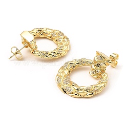 Rack Plating Brass Micro Pave Clear Cubic Zirconia Dangle Stud Earrings&nbsp;EJEW-M223-15G