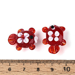 手作りランプワークビーズ連売り  魚＆花  ファイヤーブリック  16~19x20.5~24x11~14mm  穴：1.2~2mm  約19~20個/連  10.24~11.22インチ（26~28.5cm）&nbsp;LAMP-N036-21E