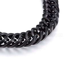 304ステンレススチールカーブチェーンネックレス  ガンメタ色  23.62インチ（60cm）  20mm&nbsp;NJEW-H493-19B