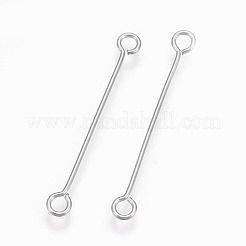 変色防止304ステンレススチール両面アイピン  ステンレス鋼色  30x0.7mm  穴：2mm  500個/袋&nbsp;STAS-O101-66P