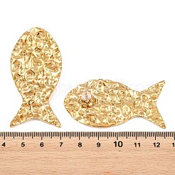 女性用304ステンレススチールスタッドピアス  ゴールドカラー  魚  55x28mm&nbsp;SA-B001-02G-B