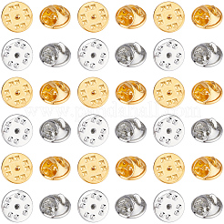 100個 2色 アイアンバタフライクラッチピンバック  プラチナ·ゴールデン  11.5x5.5mm  穴：1mm  50個/カラー&nbsp;DIY-CY0002-52