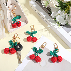 6Pcs Cherry Wool Knitting Pendant Decorations&nbsp;HJEW-CP0001-18G