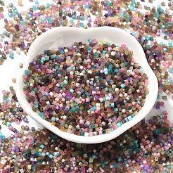 ガラス竹ビーズ  模造キャットアイ  シリンダー  カラフル  2x1.5mm  穴：1.2mm  約125000個/ポンド&nbsp;SEED-B001-03A-06