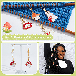 Mushroom & Rabbit Pendant Stitch Markers&nbsp;HJEW-AB00527