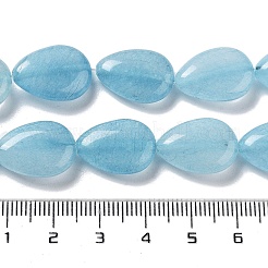 天然水晶模造アクアマリン ビーズ 連売り  染め  フラットティアドロップ  17.5~18x13~13.5x6mm  穴：1.2~1.4mm  約11個/連  7.56''（19.2センチメートル）&nbsp;G-P528-L09-01
