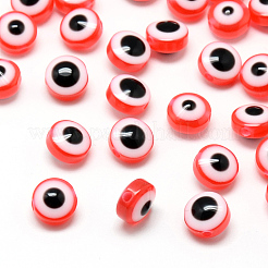 樹脂ビーズ  フラットラウンド  ナザールボンジュウ  ミックスカラー  7.5~8x5~6mm  穴：1.8~2mm&nbsp;RESI-S339-6x8-M