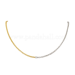 3MM Two Tone 304 Stainless Steel Rolo Chain Necklaces&nbsp;NJEW-JN05623