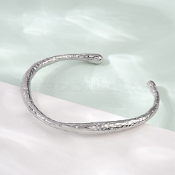 女性用 304 ステンレススチール オープンカフバングル  ステンレス鋼色  1/4インチ（0.6cm）  内径：2-1/2インチ（6.2cm）&nbsp;BJEW-R019-03P-03