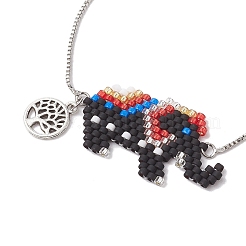 Elephant Glass Seed Beads Link Bracelets&nbsp;BJEW-MZ00067-01