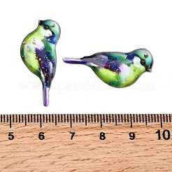 透明エポキシ樹脂ペンダント2個  鳥  金箔  グリーン  30x13x2.5mm  穴：1.2mm  2個/セット&nbsp;RESI-A044-03A