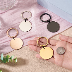 4Pcs 4 Styles Stainless Steel Keychains&nbsp;KEYC-TA0004-81F