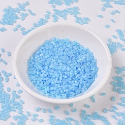 MIYUKIハーフティラビーズ  日本製シードビーズ  2の穴  （htl148fr）マット透明アクアアブ  5x2.3x1.9mm  穴：0.8mm  約1250個/50g&nbsp;SEED-X0054-HTL148FR