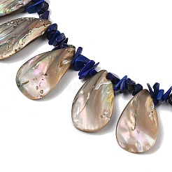 Lapis Lazuli and Abalone Shell/Paua ShellBib Statement Necklaces&nbsp;NJEW-P212-09