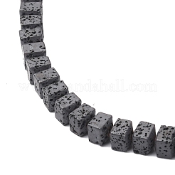 天然溶岩岩ビーズ連売り  正方形  ブラック  6x6.5x6~6.5mm  穴：1mm  約68個/連  16.22インチ（41.2cm）&nbsp;G-F740-13
