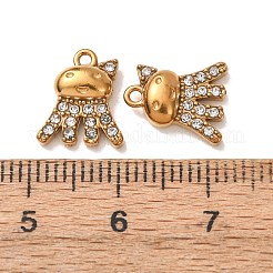 304ステンレススチールラインストーンペンダント  クラゲチャーム  イオンプレーティング（ip）  18KGP本金メッキ  クリスタル  12x10x3mm  穴：1.2mm&nbsp;STAS-L318-21G-03