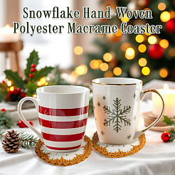 3Pcs Snowflake Hand-Woven Polyester Macrame Coaster&nbsp;DIY-TA0013-98C