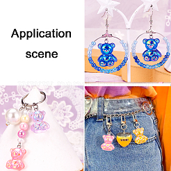 16 個 8 色電気メッキ樹脂ペンダント  クマのチャーム  プラチナメッキ鉄ループ付き  ミックスカラー  25~26x18x8~9mm  穴：2mm  2個/カラー&nbsp;CRES-FP0001-12