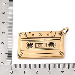 304ステンレスペンダント  オーディオテープチャーム  アンティーク本物の18Kゴールドメッキ  23x37.5x3mm  穴：7mm&nbsp;STAS-S122-06AG