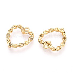 Brass Micro Pave Cubic Zirconia Pendants&nbsp;KK-N263-90G