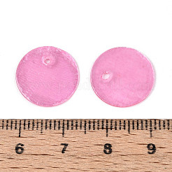 スプレー塗装された天然カピス貝のディスクチャーム  ショッキングピンク  15x0.5~1mm  穴：1.2~1.5mm&nbsp;BSHE-T014-02F