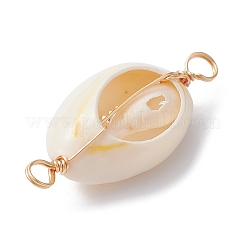 5Pcs Natural Shell Copper Wire Wrapped Connector Charms&nbsp;PALLOY-JF02316-01A