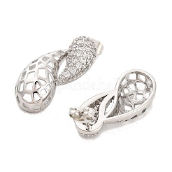 Hollow Teardrop Brass Micro Pave Clear Cubic Zirconia Dangle Stud Earrings&nbsp;EJEW-Q785-16P