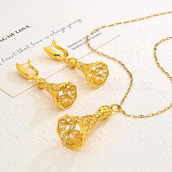 Fashion Brass Hollow Tower with Flower Pendant Necklaces & Earrings Sets for Women&nbsp;MX1578