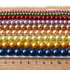 ラウンドグレードaガラスパールビーズ連売り  ミックスカラー  4~10mm  穴：1mm  約42~112個/連  15.7インチ&nbsp;HY-E001-09