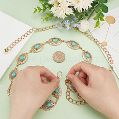 Synthetic Turquoise Oval Link Chain Waist Belts&nbsp;AJEW-WH0314-128G