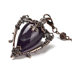 Natural Amethyst Triangle Dowsing Pendulum Pendants&nbsp;G-G022-01R-01