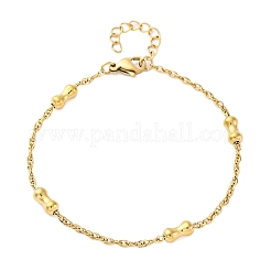 女性用304ステンレススチールローロチェーンブレスレット  ピーナッツ  イオンプレーティング（ip）  ゴールドカラー  6-3/4インチ（17.2cm）&nbsp;BJEW-C094-09G