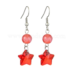 Star Resin and Glass Dangle Earrings&nbsp;EJEW-JE06041