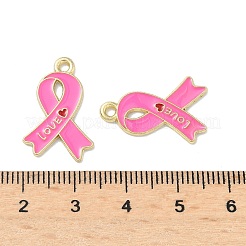 合金エナメルチャーム  意識リボンチャーム  ゴールドカラー  21.5x14x1mm  穴：1.6mm&nbsp;FIND-Z110-01G-01