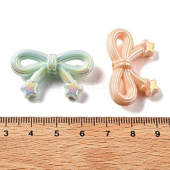 UVメッキ不透明アクリルビーズ  虹色の  星とちょう結び  ミックスカラー  20.5x34x10mm  穴：2.5mm&nbsp;PACR-Q005-08