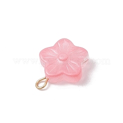ガラスチャーム  花  金色の304ステンレススチールアイピン付き  ミックスカラー  14.5x13x4mm  穴：2mm&nbsp;PALLOY-JF03421