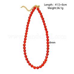 Vintage 8MM Round Natural Carnelian Beaded Necklaces for Women&nbsp;ZS3911